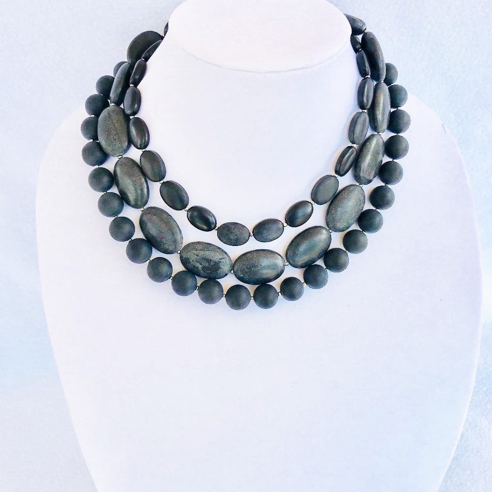 🆕 Stunning Multi Strand Black Matte Bead